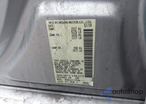 2018 Nissan Altima 2.5 Sv from USA, damaged, VIN 1N4AL3AP7JC196372